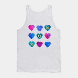 Tic tac toe hearts - pink, purple and blue Tank Top